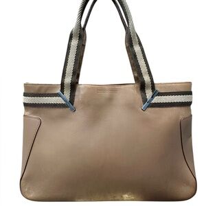 Vintage Gucci Leather Tote with Web Handles – Made in Italy